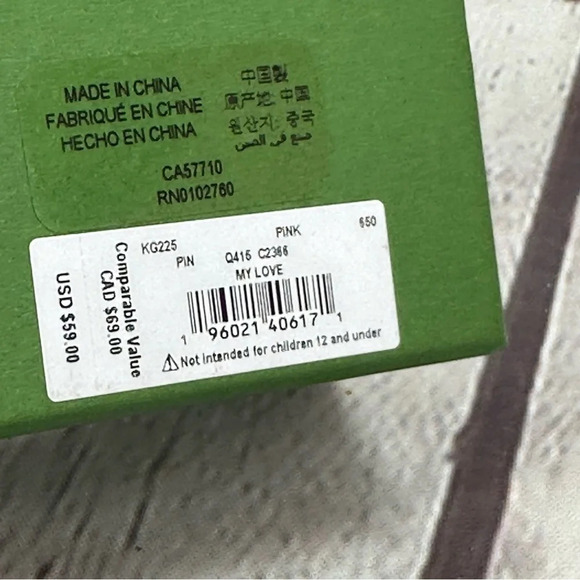 NWT kate spade new york pink heart MY LOVE stud earring cubic zirconia - Picture 3 of 5